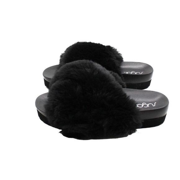 Sugar Womens Beach Day Faux Leather Crossover Platform Sandals - Picture 5 of 8